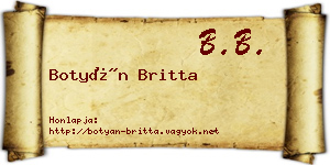 Botyán Britta névjegykártya